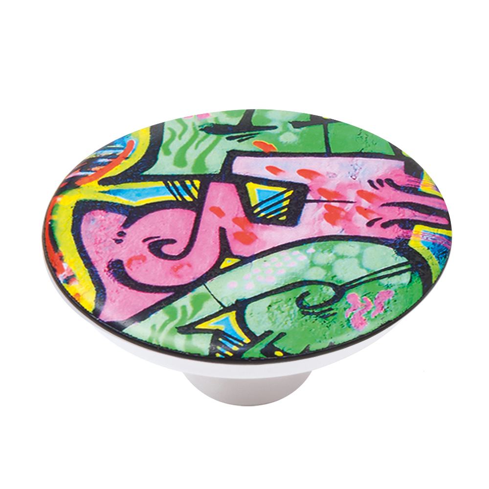 Bouton de meuble abs diamètre 50 mm sérigrafié graffiti 3 lot de 36 piéces - Multicouleur