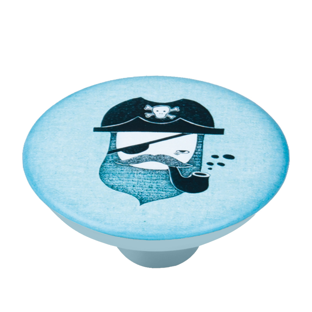 Bouton de meuble abs diamètre 50 mm sérigrafié pirate lot de 36 piéces - Bleu