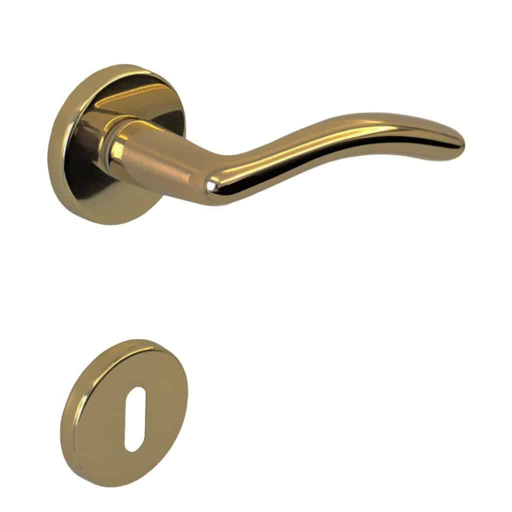 Poignée de porte intérieure (couple) en laiton finition HR laiton satiné - Jaune / doré