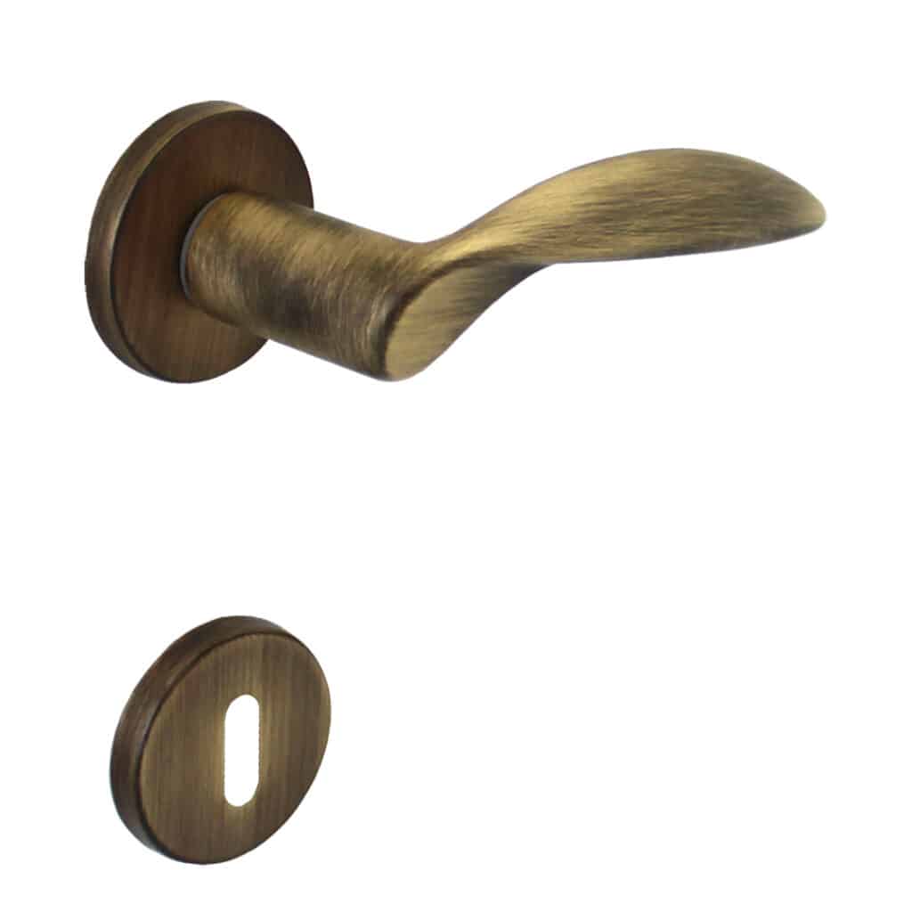 Poignée de porte intérieure (couple) en zamac finition bronze brossé mat - Orange / cuivré, Plastique et lation