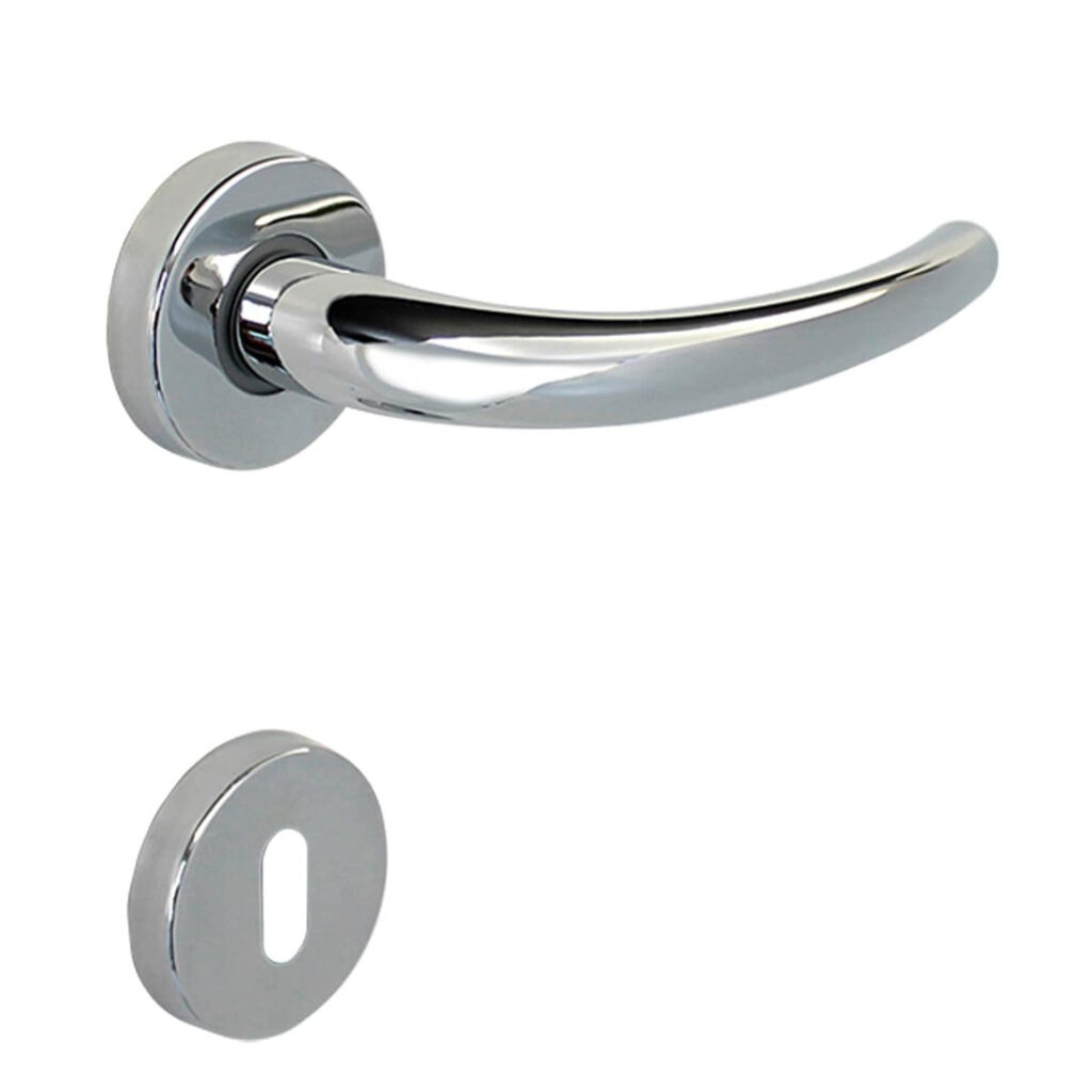 Poignée de porte intérieure (couple) en zamac finition chrome brillant. - Gris / argent, Zamak