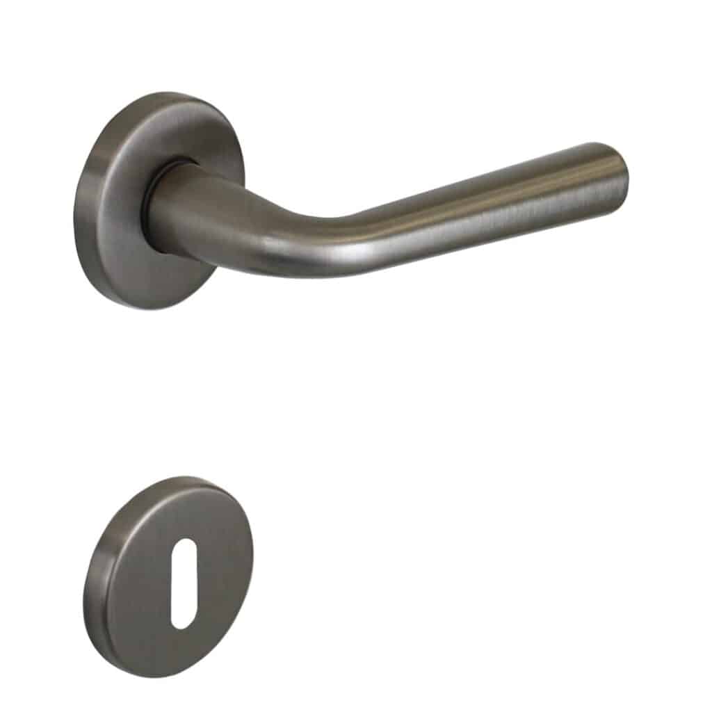 Poignée de porte intérieure (couple) en zamac finition HR nickel poli satiné - Gris / argent, Zamak