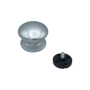 Bouton fixe, de tirage de porte, D:80 mm, en aluminium, Argent poli, avec système de fixation rapide et antivol, breveté. – Image 2