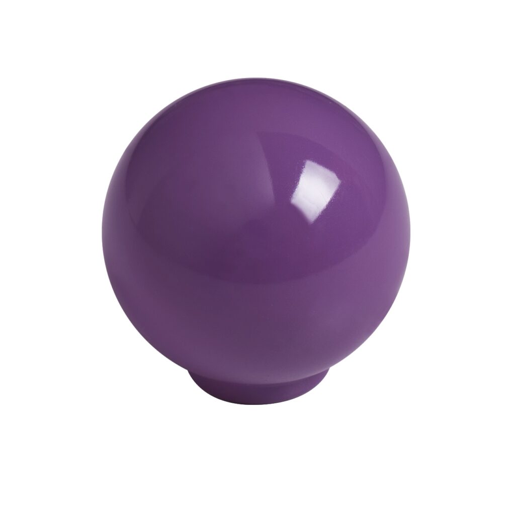 Bouton de meuble boule abs diamètre   24 mm violet brillant lot de 75 piéces