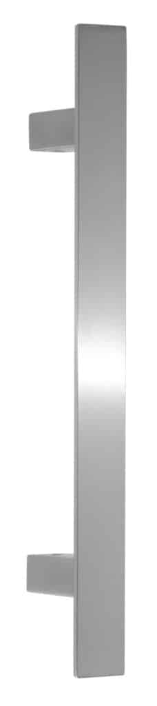 Poignée de tirage - inclinée 60° - Rectangle 40x10 mm - Entraxe=350 - S=55 -A=62 - L=500 mm - INOX 304 Brossé grain 240 - Gris / argent, Acier inoxydable