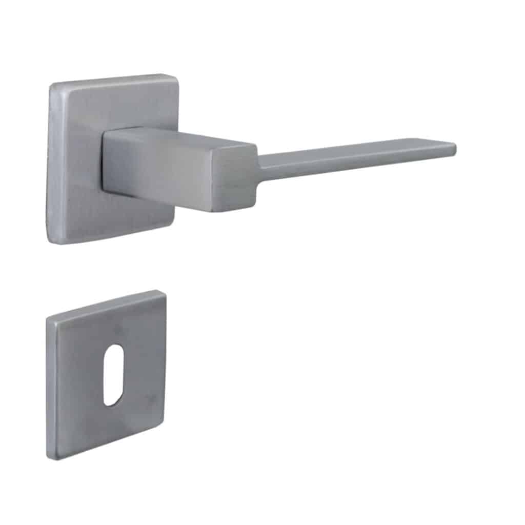 Poignée de porte intérieure (couple) en zamac finition chrome satiné mat - Gris / argent, Zamak