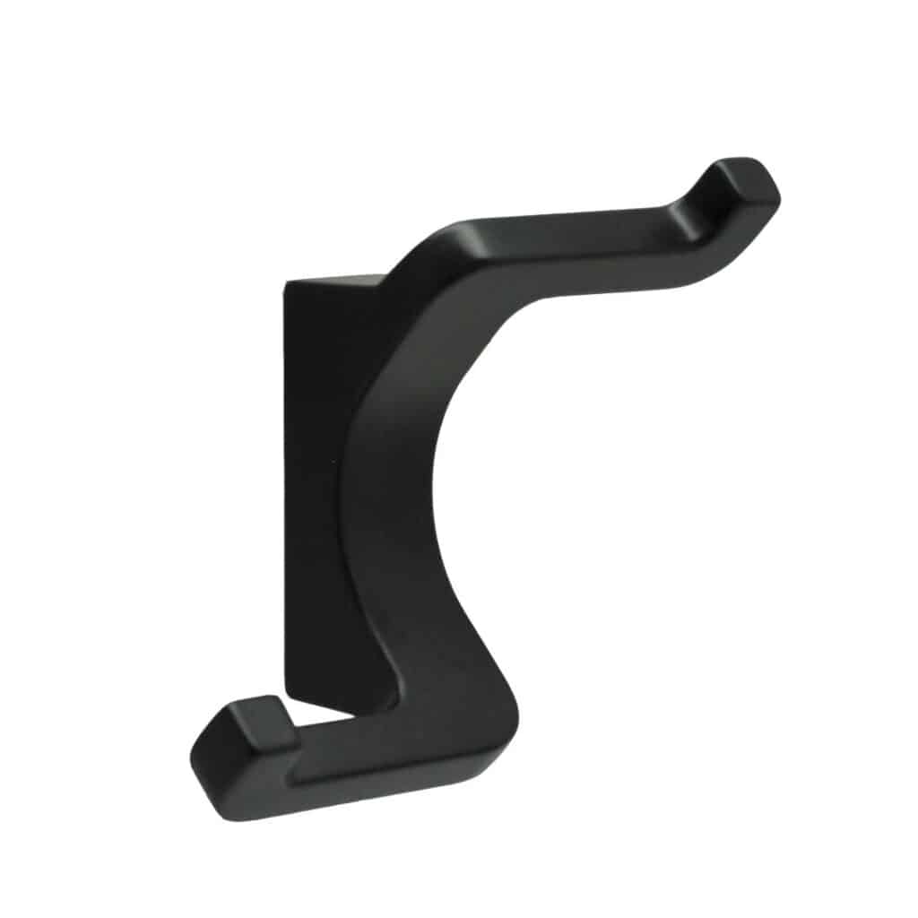 Patère en zamac, finition noir mat, fixation a visser, h 95mm - Zamak