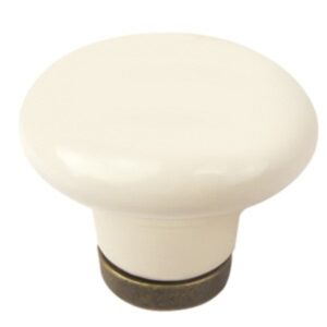 Bouton de meuble porcelaine diamétre  32 mm porcelaine beige base bronze lot 36 pièces