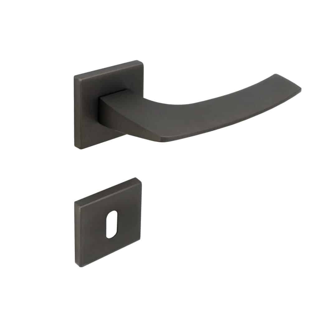 Poignée de porte intérieure (couple) en zamac finition fusil satiné mat - Noir, Zamak