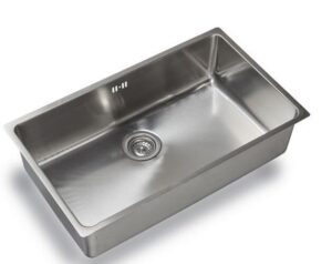 Évier de cuisine, 1 bac, inox satiné. - Gris / argent, Acier inoxydable
