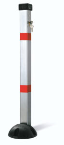 Barrière parking *premium*  Rabattable, a clef, 1 pied poteau, Lot de 30 pièces. – Gris / argent, Acier