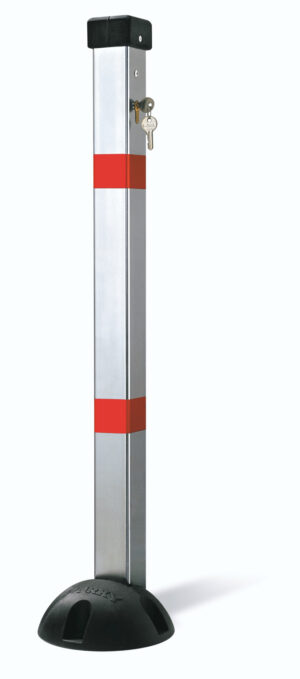 Barrière parking *premium*  Rabattable, a clef, 1 pied poteau, Lot de 30 pièces. - Gris / argent, Acier
