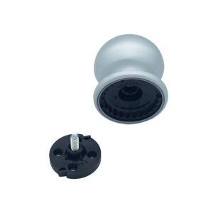 Bouton fixe, de tirage de porte, D:70 mm, en aluminium, Gris argent, avec système de fixation rapide et antivol, breveté. – Image 3