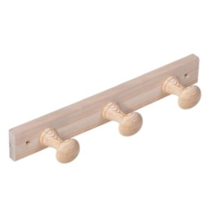 Porte manteau 3 Bouton pin cru vertical lot de 6 piéces - Beige, Bois