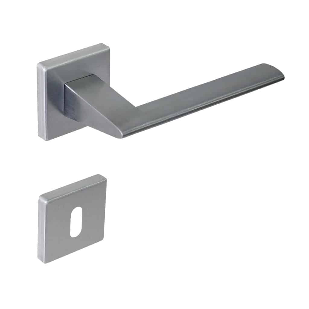 Poignée de porte intérieure (couple) en zamac finition chrome satiné - Gris / argent, Zamak