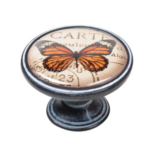 Bouton de meuble zamac diamètre 37 mm oxydé decapé papillon 1 lot de 12 piéces - Multicouleur, Zamak