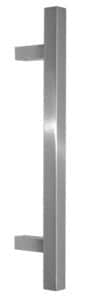 Poignée de tirage Carrée 25×25 mm – Entraxe=350 – S=80 – A=65 – L=500 mm – incliné 60° – INOX 304 Brossé grain 240 – Gris / argent, Acier inoxydable