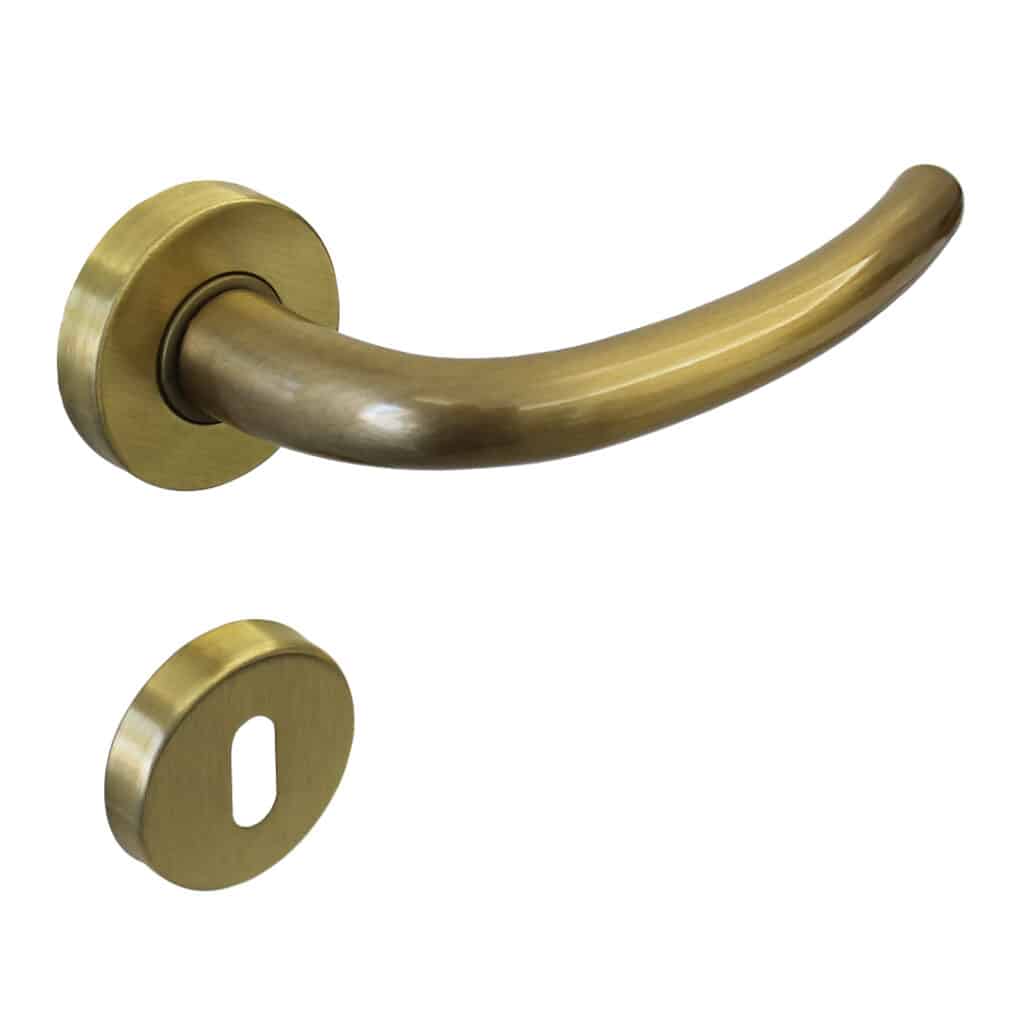 Poignée de porte intérieure (couple) en zamac finition HR, laiton poli - Jaune / doré, Zamak