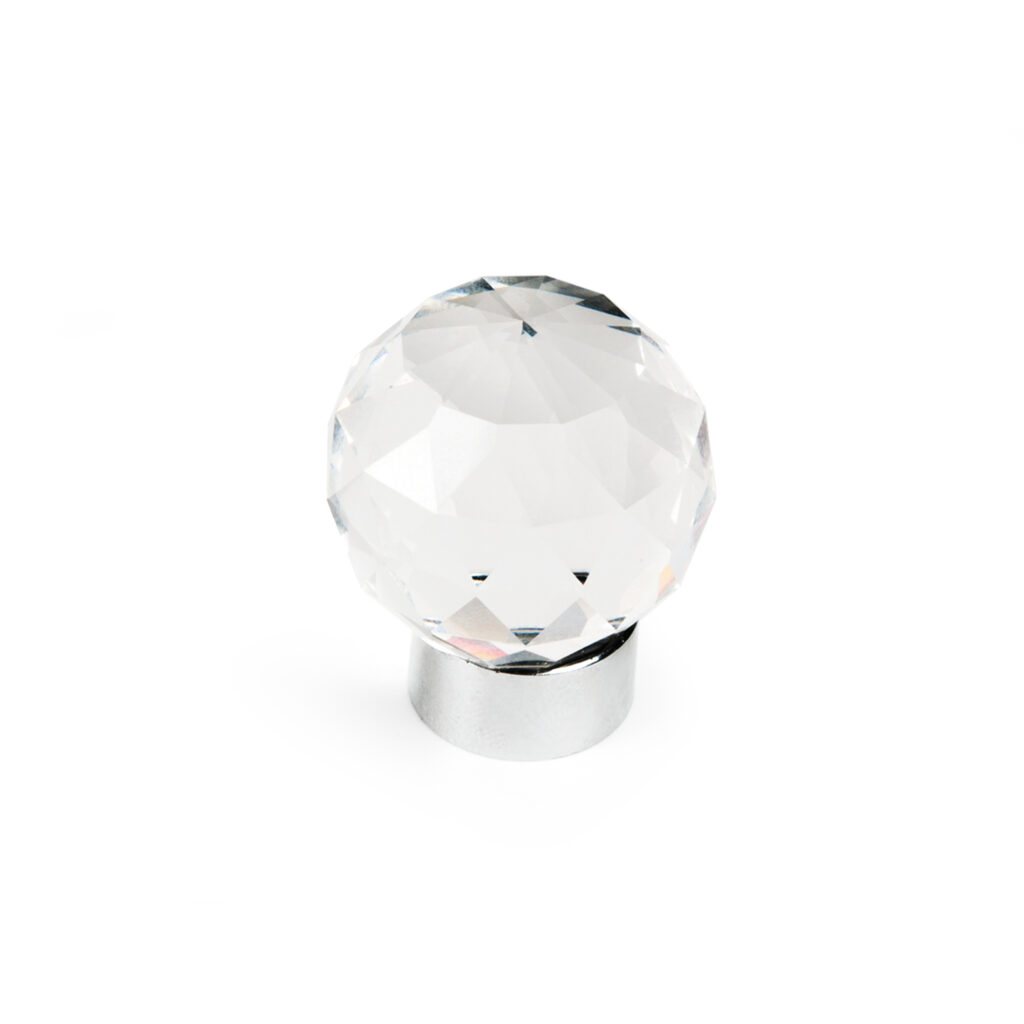 Bouton de meuble cristal diamètre 30 mm base chrome lot de 24 piéces - Incolore / transparent
