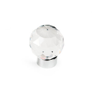Bouton de meuble cristal diamètre 30 mm base chrome lot de 24 piéces - Incolore / transparent