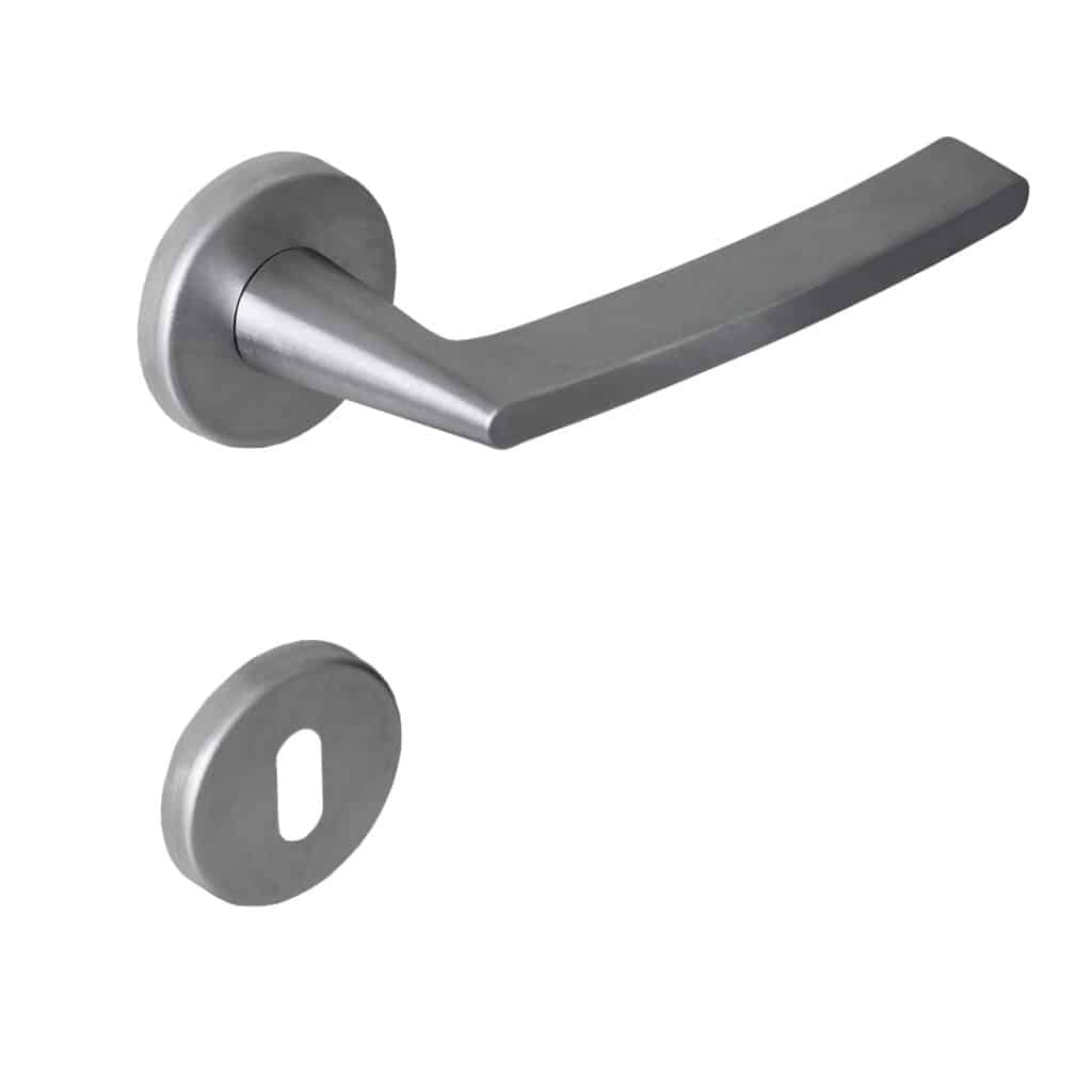 Poignée de porte intérieure (couple) en zamac finition chrome satiné - Gris / argent, Zamak
