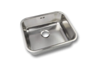 Évier de cuisine, 1 bac, inox satiné. - Gris / argent, Acier inoxydable