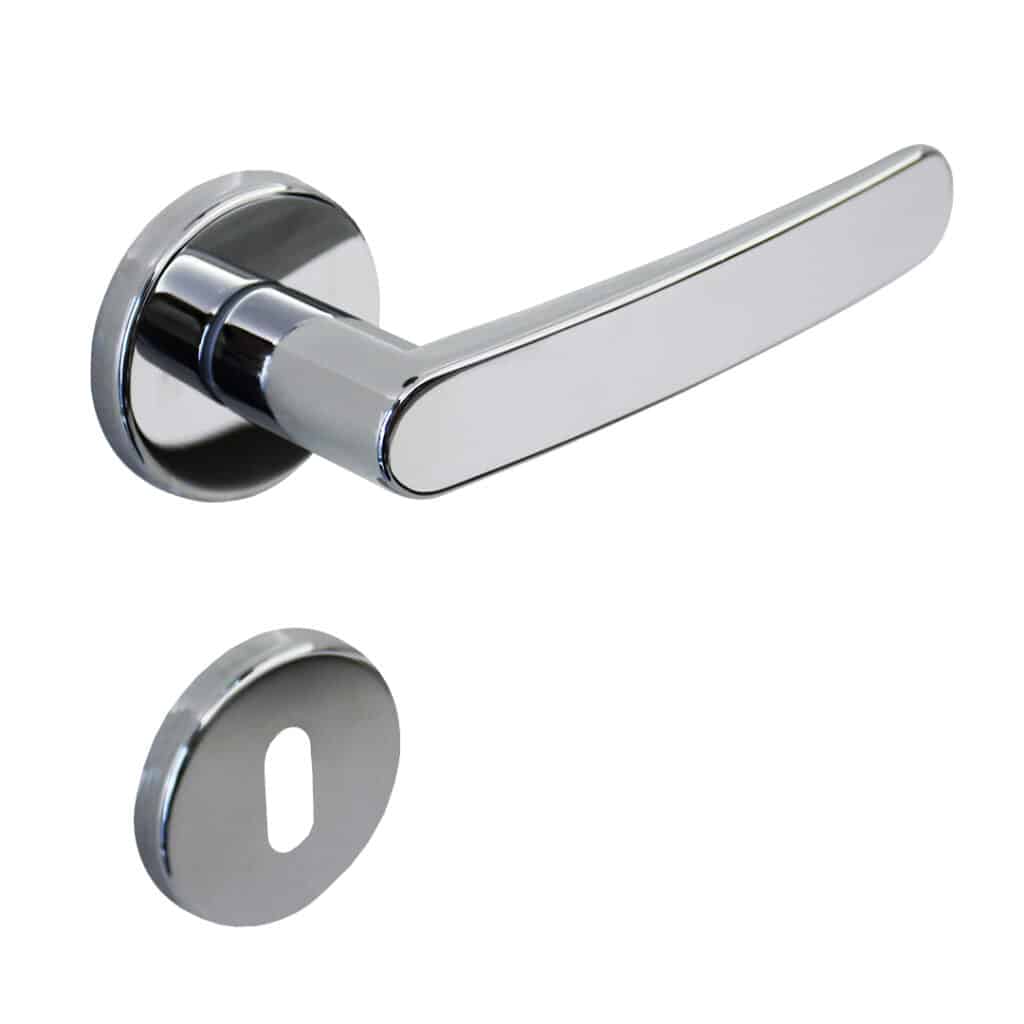 Poignée de porte intérieure (couple) en zamac finition chrome brillant - Gris / argent, Zamak