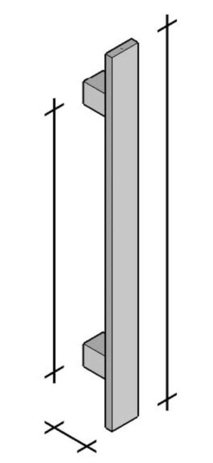 Poignée de tirage Rectangle 40x10 mm - Entraxe=350 - S=55 - L=500 mm - INOX 304 satiné - Image 2