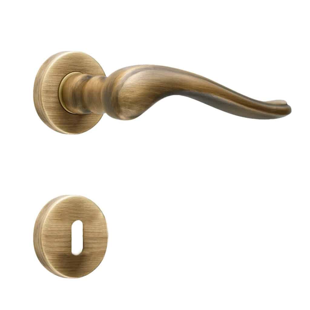 Poignée de porte intérieure (couple) en laiton finition bronze brossé mat - Orange / cuivré, Zamak