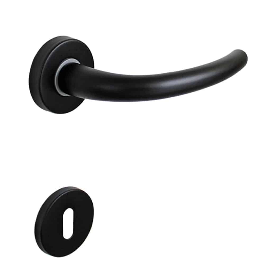 Poignée de porte intérieure (couple) en zamac finition époxy, noir mat. - Zamak