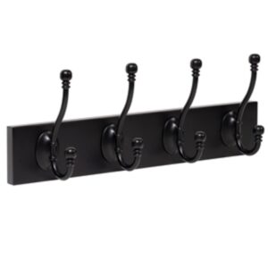 Porte manteau 4 crochets bois noirs lot de 3 piéces