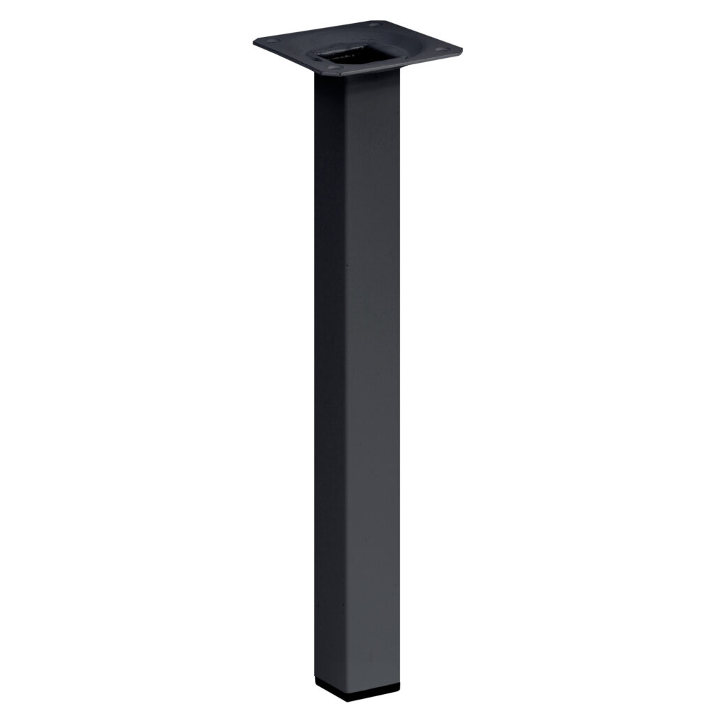 Pied de table acier carré d25x25 x h700mm peint noir lot de 8 piéces