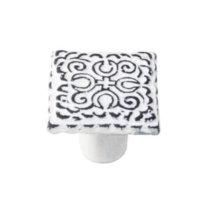 Bouton de meuble fer diamètre 32x32 mm en fer vieilli patiné blanc mat lot de 24 piéces