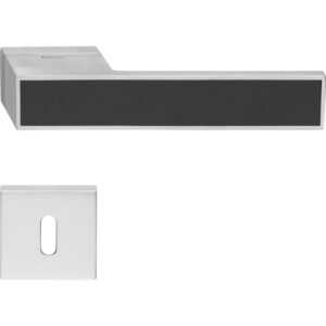 Poignée,  Lot de 12, rosace monolithe, avec rosace trou pour clé L, chrome satinées, Garantie 5 ans, pour porte intérieure. – Gris / argent, Zamak
