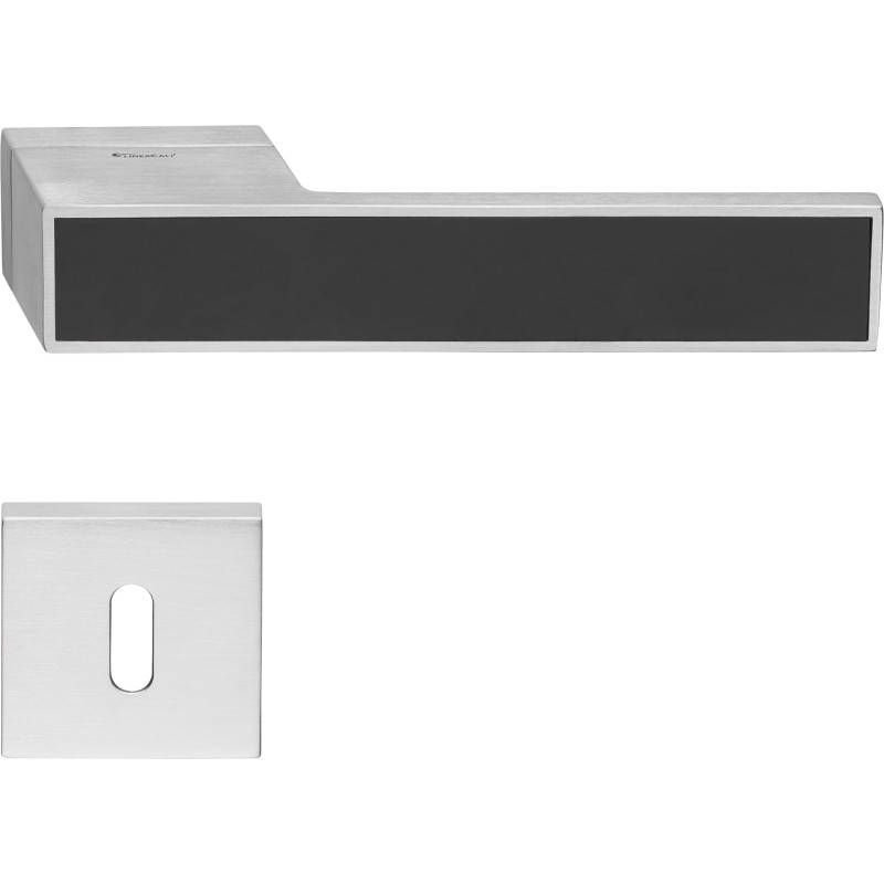 Poignée,  Lot de 12, rosace monolithe, avec rosace trou pour clé L, chrome satinées, Garantie 5 ans, pour porte intérieure. - Gris / argent, Zamak