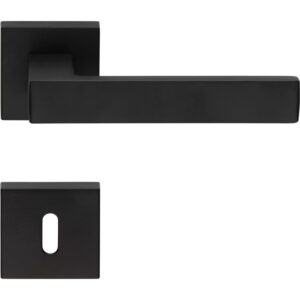 2 poignée rosace, montage ultrarapide Click Clack , 019, Carré 7 mm, rosace trou de clé L, noir,  Garantie 5 ans, pour porte intérieure. - Zamak