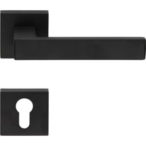 2 Poignée rosace carrée, Système de montage ultrarapide Click Clack  , rosace trou de clé I pour cylindre, noir, pour porte d'entrée. - Zamak
