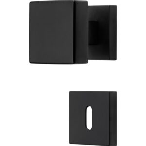 2 Bouton rosace, montage ultrarapide Click Clack 019, Carré 7 mm, Rosace trou de clé L, noir, Garantie 5 ans, pour porte intérieure. - Zamak