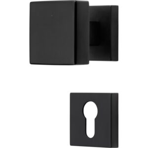 Bouton , Lot de 32, rosace carrée, montage ultrarapide Click Clack, Rosace trou de clé I pour cylindre, noir, pour porte d'entrée. - Zamak