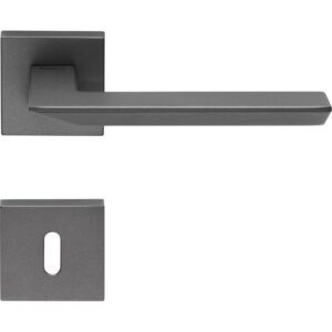 Poignée , Lot de 20, rosace carrée Système de montage ultrarapide Click Clack, rosace trou de clé L, gris anthracite, pour porte intérieure. – Gris / argent, Zamak
