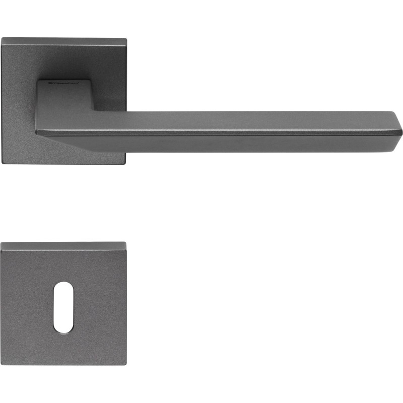 Poignée , Lot de 20, rosace carrée Système de montage ultrarapide Click Clack, rosace trou de clé L, gris anthracite, pour porte intérieure. - Gris / argent, Zamak
