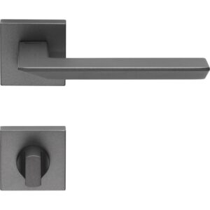 Poignée , Lote de 20 rosace carrée Système de montage ultrarapide Click Clack, rosace condamnation, gris anthracite, pour porte des WC. – Gris / argent, Zamak