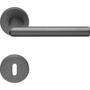 Poignée , Lot de 20, rosace carrée, montage ultrarapide Click Clack, rosace trou de clé L, gris anthracite, pour porte intérieure. – Gris / argent, Zamak