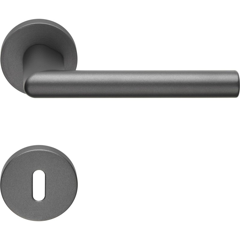 Poignée , Lot de 20, rosace carrée, montage ultrarapide Click Clack, rosace trou de clé L, gris anthracite, pour porte intérieure. - Gris / argent, Zamak
