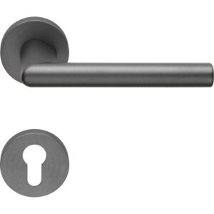 2 Poignée rosace carrée, montage ultrarapide Click Clack , rosace trou de clé I pour cylindre, gris anthracite, pour porte d'entrée. - Gris / argent, Zamak