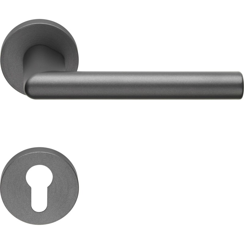 Poignée , Lot de 20, rosace carrée, montage ultrarapide Click Clack, rosace trou de clé I pour cylindre gris anthracite, pour porte d'entrée - Gris / argent, Zamak