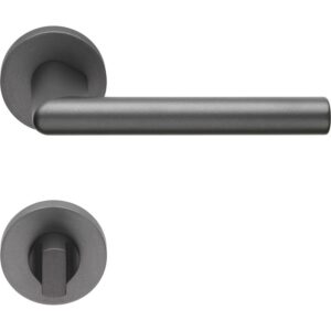 2 Poignée rosace carrée, montage ultrarapide Click Clack, rosace condamnation, gris anthracite, Garantie 5 ans, pour porte des WC. - Gris / argent, Zamak