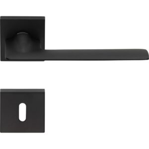 2 Poignée rosace carrée, Système de montage ultrarapide Click Clack, rosace trou de clé L, noir, Garantie 5 ans, pour porte intérieure. - Laiton