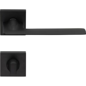 2 Poignée rosace, montage ultrarapide Click Clack 019, Carré 7 mm, rosace condamnation Carré 6 mm, noir, Garantie 5 ans, pour porte des WC. - Laiton