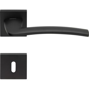 Poignée (paire) rosace carrée Système de montage ultrarapide Click Clack, rosace trou de clé L, noir, Garantie 5 ans, pour porte intérieure. - Laiton